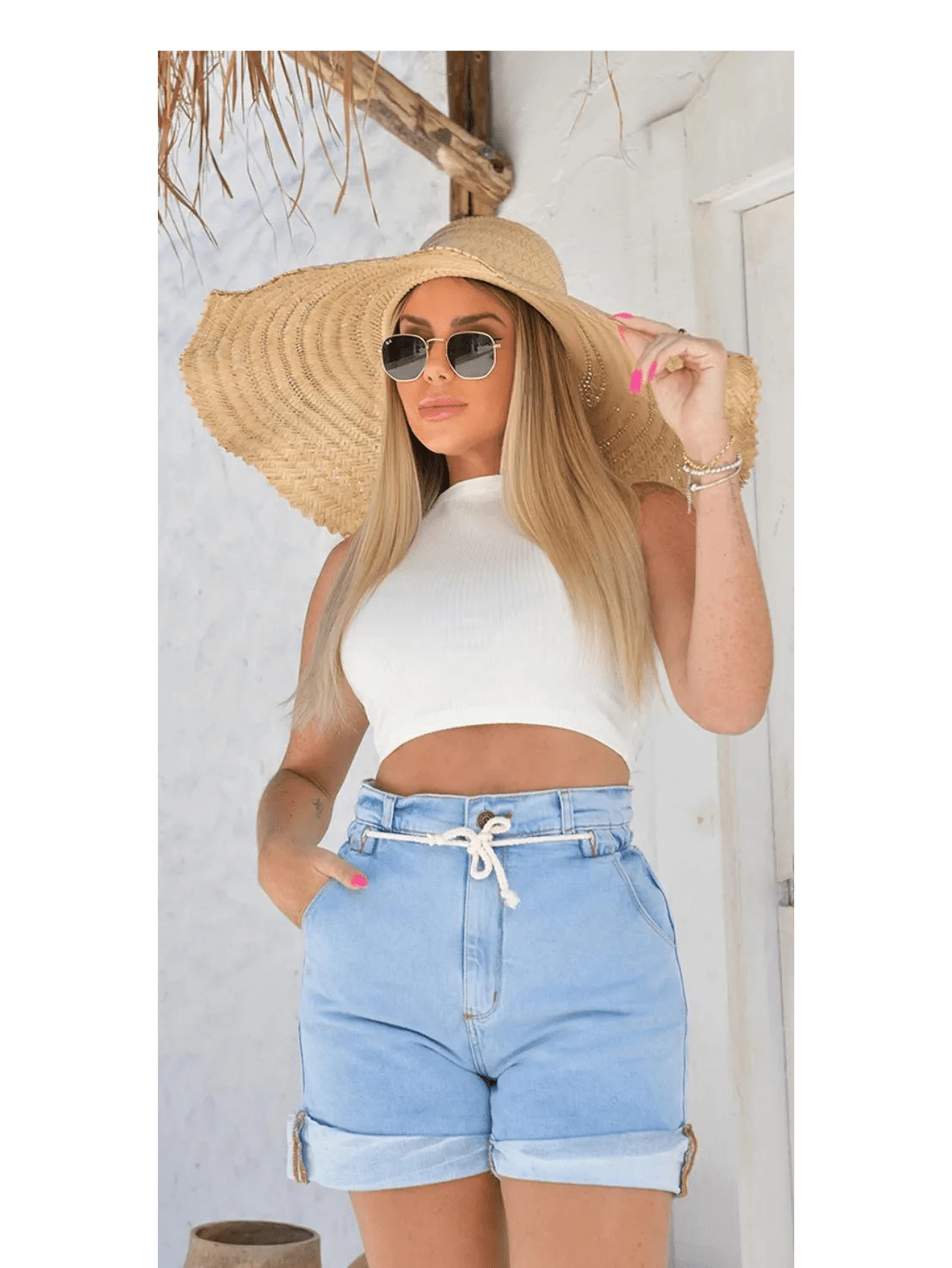 Women Denim Shorts - Rửa nhẹ - Xem 1