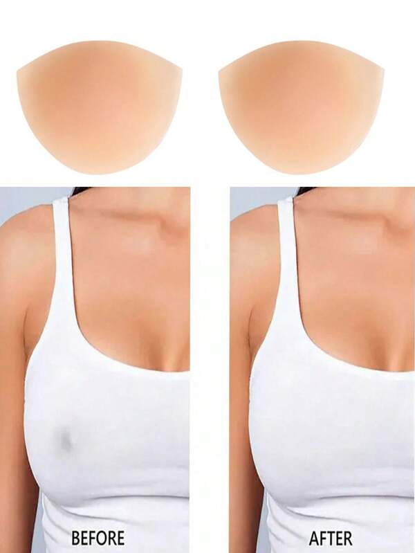 2pcs Pure Silicone Adhesive Push Up Pasties With Semi-circular Shape For Deep-v Neckline, Backless And Strapless Dresses
