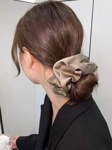 1pc Light Coffee Color Anti-slip Satin Hair Scrunchie - Multicolor - View 8