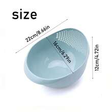 1 Pieza Azul Tazón Lavador De Arroz Herramienta De Cocina, Cesta De Lavado Con Colador De Plástico Grueso Y Multifuncional Para Arroz, Frutas Y Verduras - Azul - Ver 2