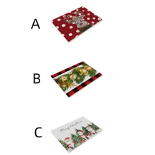 1pc Christmas Linen Printed Heat-resistant Placemat For Restaurant Table Decor - Multicolor - View 6