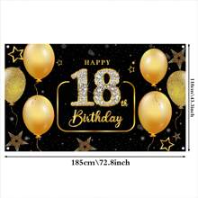 1 Miếng Đen Bữa tiệc sinh nhật lần thứ 18 Bối cảnh Vải Đồ trang trí Prop Băng rôn Đối với Ảnh - màu đen - Xem 2