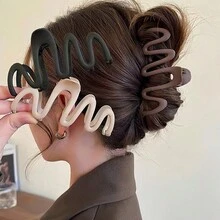 3 件装多色不对称波浪形发夹，发夹，适合盘发，时尚防滑发饰，适合女士和女孩