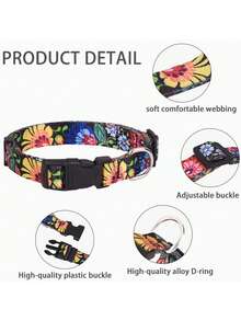 可調式印花狗項圈 - 金色 - 查看 4