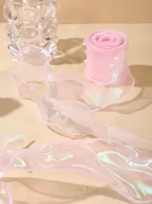 1 pièce Accessoire pour cheveux en organza irisé avec dégradé laser, bord à volants, nœud papillon, jouet lumineux méduse, ruban d'emballage de gâteau, matériel de décoration en dentelle DIY, Noël