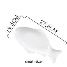 1pc Gray Ceramic Fish-Shaped Dish, Creative Personalized Commercial Oval Steamed Fish Plate For Restaurant - grey - View 8