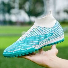 1pair Sporty Football Boots With Cleats - White - View 3