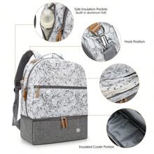 Large Capacity Maternity Backpack Diaper Bag For Travel, Stroller, Outdoor Dining, Baby Food Freshness And Insulation, Milk Storage Mommy Bag - Grey - View 4