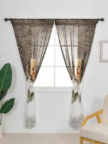 1入組聖誕節紋路印花窗簾 - 多樣色 - 查看 4