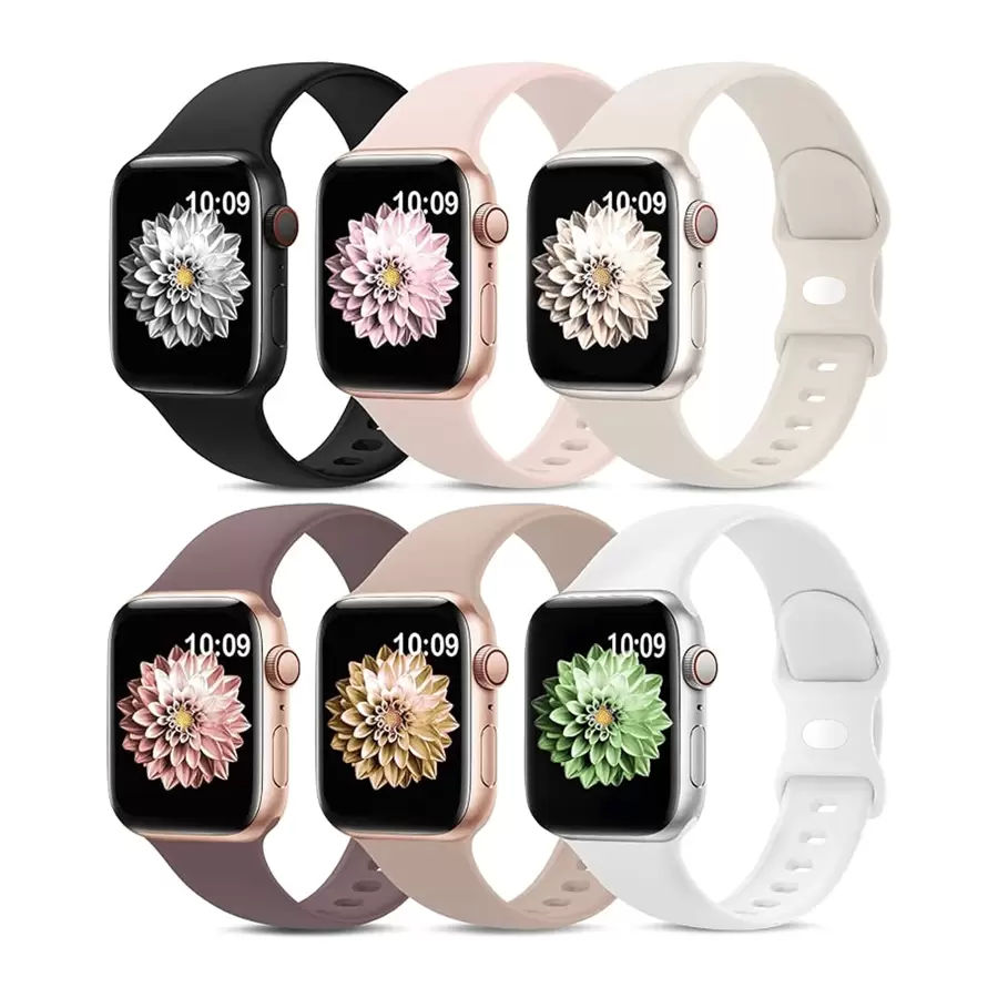 6 件/套柔软硅胶防水运动表带，兼容 38 毫米 40 毫米 41 毫米 42 毫米 44 毫米 45 毫米 46 毫米 49 毫米，适用于 Ultra/SE/Series 10/9/8/7/6/5/4/3/2/1