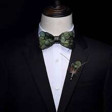 1pc Handmade Feather Bow Tie Brooch Set For Men With Gift Box - Multicolor - View 1