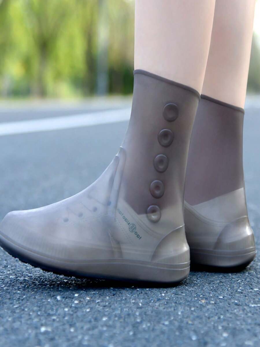 Tpe防水鞋套,適用於騎行等戶外活動,男女皆宜時尚設計,咖啡色