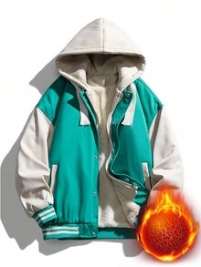 Men Casual Fashion Hooded Fleece Jacket Windproof And Warm Coat - Green - View 1