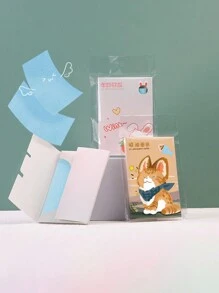 100 Sheets Oil Absorbing Tissues, Easy Take Out Design Top Oil Blotting Paper Suitable For Everyday Use And Travel Face Cleaning Tool - Brown - View 3