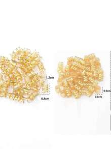 100 Piezas Anillos Para El Cabello Con Diseño De Hojas Y Patrones Geométricos En Color Dorado, Accesorios Para El Cabello - Dorado - Ver 3