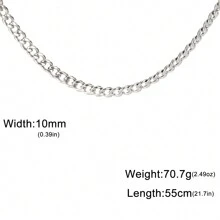 1pc Unisex Stainless Steel Plain Chain, 3mm~10mm Wide, Punk Minimalist Jewelry Accessories - Style a - View 22