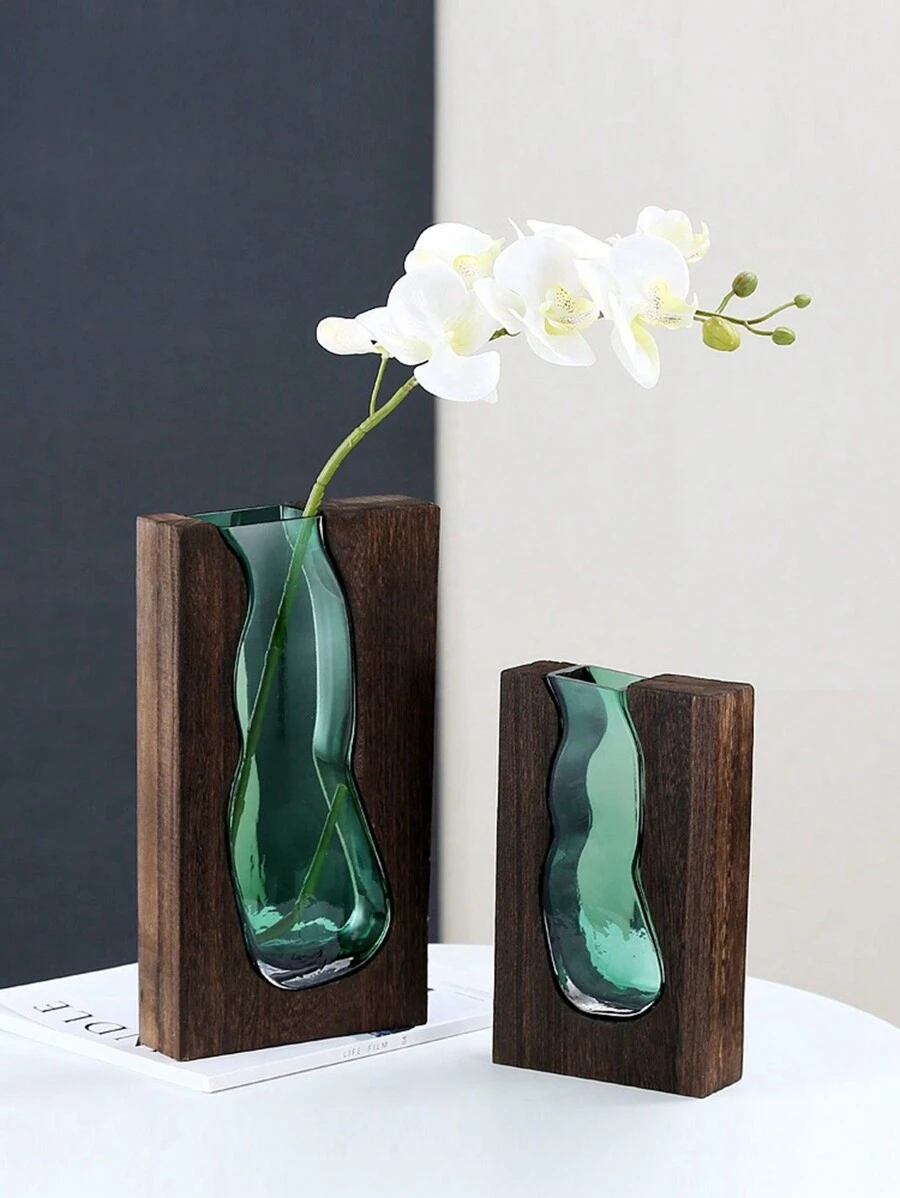 1入手工製作的木質花瓶架,s形,9.45英寸,獨特的北歐風格實木裝飾藝術花瓶——適用於家居裝飾、餐桌花展示、壁爐架農家風裝飾和書架裝飾品