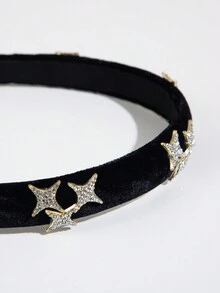 1 件裝女士復古星形髮帶,附寶石和水鑽裝飾,韓式風格