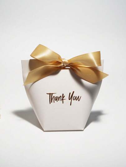 10pcs Gold Ribbon Candy Box Celebration Elegance: Premium Paper Gift Box With Gold 'Thank You' | Exquisite Ribbon | Perfect For Christmas, Weddings, Baby Showers, And More,Christmas