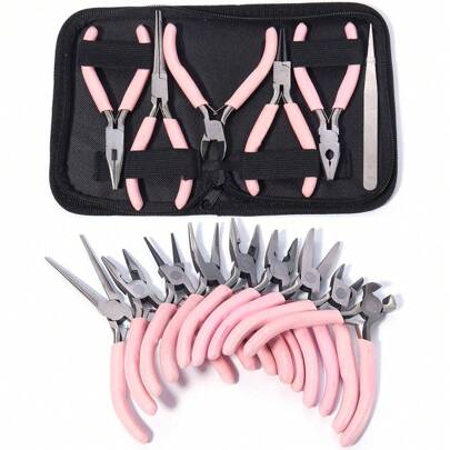Stainless Steel Pink Mini Pliers For Diy Handcrafting, Beading, And Jewelry Making