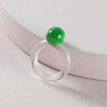 1件欧美风格树脂、亚克力和水钻装饰彩色戒指朋克风个性化精致时尚首饰节日礼物（女士款）