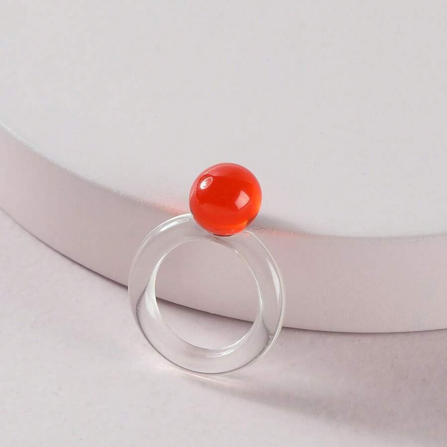 1件欧美风格树脂、亚克力和水钻装饰彩色戒指朋克风个性化精致时尚首饰节日礼物（女士款）