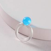 1件欧美风格树脂、亚克力和水钻装饰彩色戒指朋克风个性化精致时尚首饰节日礼物（女士款）