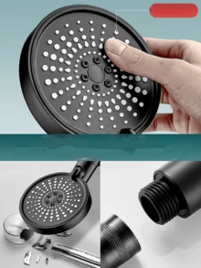 Cabezal De Ducha Presurizado Negro - Negro - Ver 5