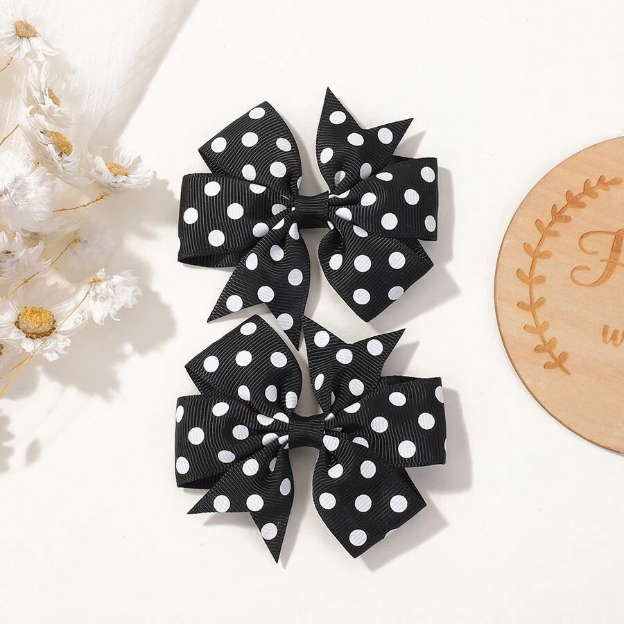 2 件/包 糖果色蝴蝶結兒童髮夾,適合節日派對女孩髮型