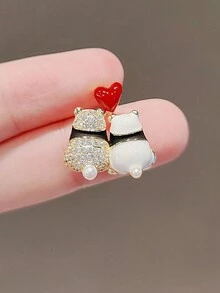 1只女士防曬胸針,日式風格可愛的小熊胸針,不透光,高端女士套裝飾品,精美裝飾珠寶