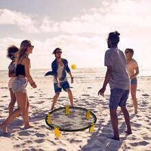 Bộ trò chơi Spike Battle Ball Trò chơi bóng sân bãi biển Đồ chơi cho người lớn Thanh thiếu niên Kỳ nghỉ gia đình Chơi trong nhà ngoài trời, bao gồm 3 quả bóng, lưới, máy bơm, túi đựng, đồ chơi bể bơi Thích hợp cho các trò chơi bi-a, tiệc bể bơi - Màu vàng - Xem 2