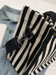 Bolso de hombro informal de rayas verticales versátil para mujer, para cartera y bolsa de mano, bolso grande para diario de lienzo con múltiples bolsillos y gran capacidad. Ligero bolso mensajero casual y de hombro, minimalista, para computadora portátil y deporte con múltiples compartimentos y bolsillos para estudiantes universitarias y adolescentes. Perfecto para la oficina, la universidad, la escuela secundaria, el trabajo, los negocios y el traslado.