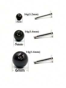50pcs Replacement Ball & Barbell Tongue Ring Parts 14g 16g Stainless Steel Body Jewelry For Diy