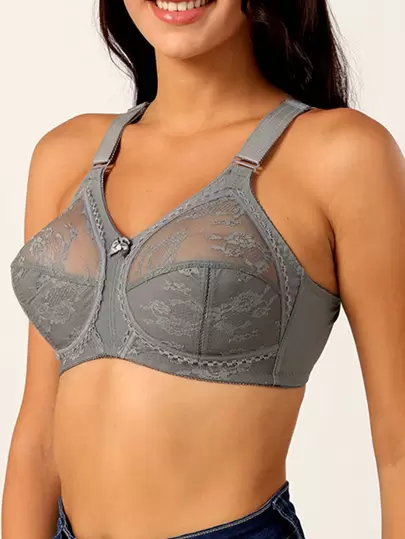 Tunn vardags-bh för kvinnor, plus size, stöd, heltäckande, utan bygel, spets, transparent, bekväm, sömlös, lyft