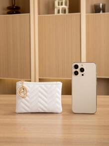 Simple & Universal Casual With Snap Closure Women Wallet Keychain For Women Wallet Mini Wallet Purse Wallet Coin Wallet - White - View 4