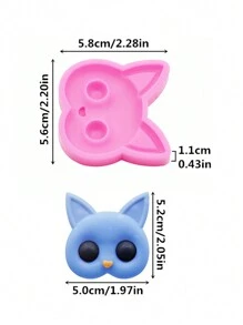 1個液態矽膠模具,迷你可愛貓頭形模具,適用於鑰匙扣、吊墜、珠寶製作,可用巧克力、黏土、糖霜製作,適合全年進行diy烘烤