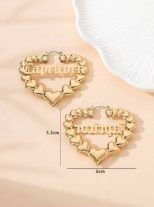 1對個性化時尚誇張美國星座字母耳環,生日禮物 - 金黃色 - 查看 5