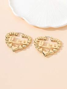 1對個性化時尚誇張美國星座字母耳環,生日禮物 - 金黃色 - 查看 6