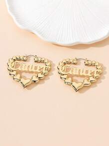1對個性化時尚誇張美國星座字母耳環,生日禮物 - 金黃色 - 查看 10