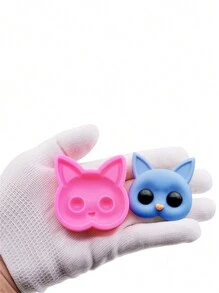 1個液態矽膠模具,迷你可愛貓頭形模具,適用於鑰匙扣、吊墜、珠寶製作,可用巧克力、黏土、糖霜製作,適合全年進行diy烘烤