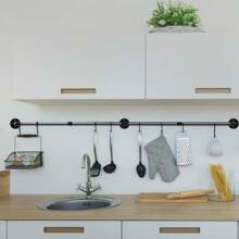 UNHO Industrial Pipe Clothes Rack Wall Mounted, Heavy Duty Iron Garment Rack Bar 180 Cm Long Clothes Hanging Rod Bar Rail Space-Saving Retail Display Clothes Rod For Closet Laundry Room Clothes Store - Black - View 5