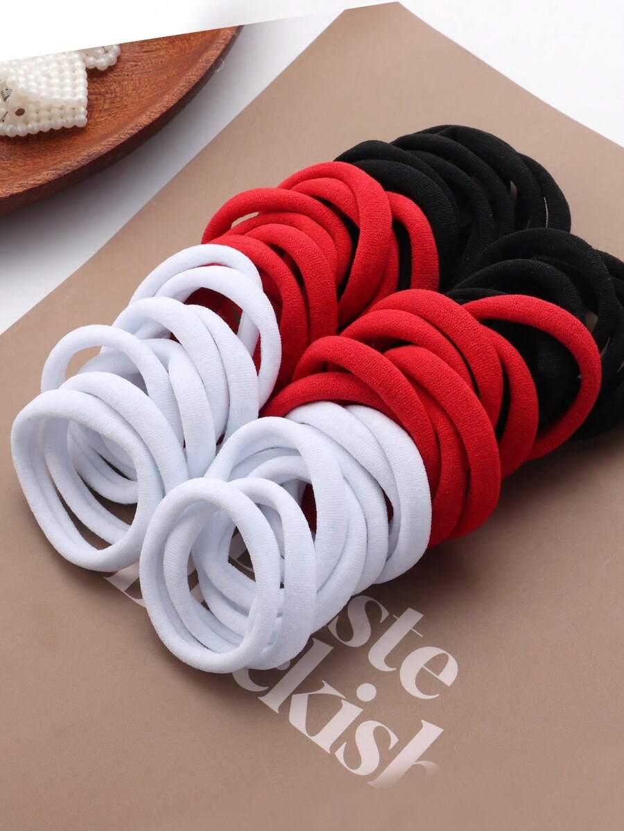 50/100pcs Simple Women High Elastic Hair Ties, Suitable For Daily Use Ponytail Holders Hair Elastics Hair Rubber Bands Scrunchies Hair Rope ,Gym Sport Outfit Hair Accessories Head Accessories Elastic Band - Multicolor - View 1
