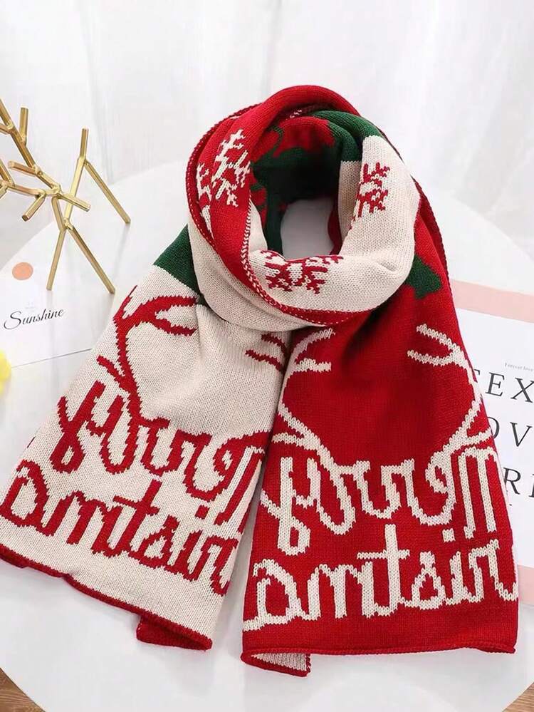 red-single-layer-letter-print-christmas-scarf-for-women-fashionable-warm-scarf-for-autumn-and-winter-daily-wear-or-as-gift-shein-usa