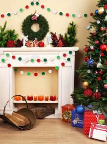 1pc Christmas Decoration Wool Felt Ball Garland, Flower Ball For Wall, Tree, Party And Room Decor,Christmas - View 3