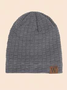 1 件男士冬季保暖防风针织帽，带保暖内衬，适合旅行和日常穿着 - 灰色 - 查看 2