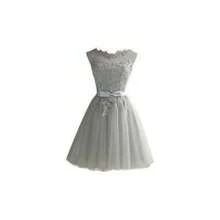 Vestido Con Encaje Y De Novia Tul Bordado - Gris - Ver 1