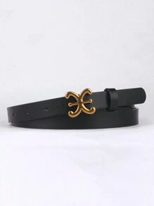 1 件女士时尚 PU 皮带，带金属扣；复古装饰腰带，适合毛衣、外套、连衣裙夏季、秋季、万圣节 - 黑色 - 查看 5