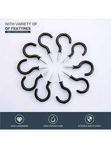 5pcs Ceiling Hooks, Screw-in Wall Hooks - Black - View 3