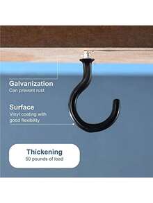 5pcs Ceiling Hooks, Screw-in Wall Hooks - Black - View 4