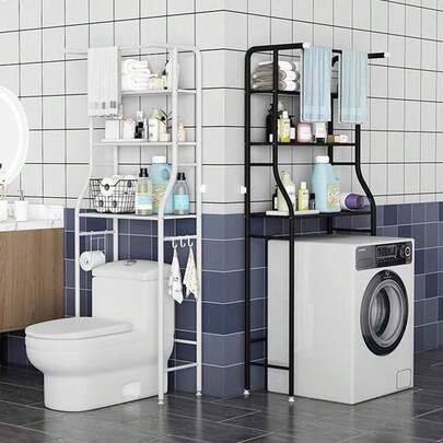 Simple Trending -Estante de 3 niveles para ahorrar espacio, estante sobre el inodoro, organizador de almacenamiento de soporte de baño, color blanco